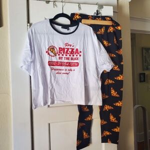 ASOS White and Black Pizza Print Pajama Set